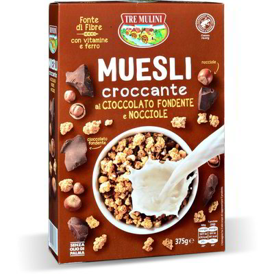 Muesli croccante al cioccolato fondente e nocciole