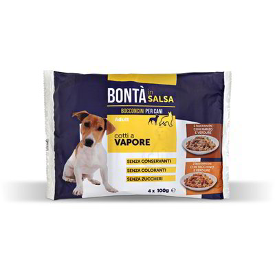 Bocconcini per cani con manzo e verdure/con tacchino e verdure