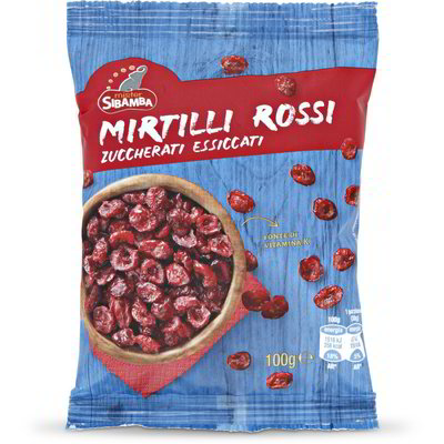 Mirtilli rossi zuccherati essiccati