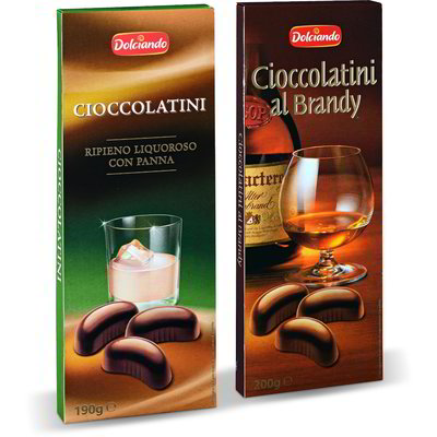 Cioccolatini ripieni al brandy/crema whiskey