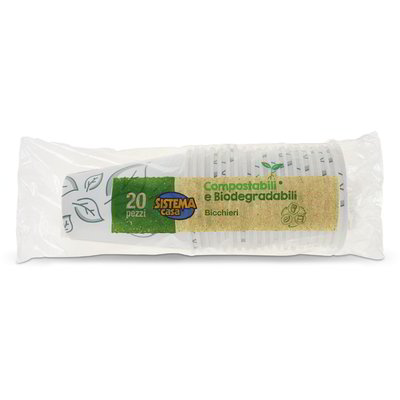 Bicchieri compostabili e biodegradabili 20 pezzi 350cc
