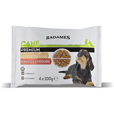 Straccetti premium cane pollo e carote, manzo e verdure