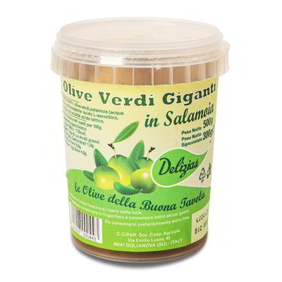 Olive verdi giganti in salamoia