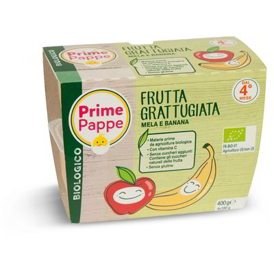 Purea di frutta grattugiata mela e banana biologica