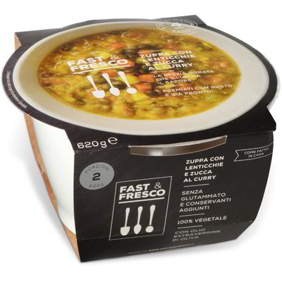 Zuppa con lenticchie e zucca al curry
