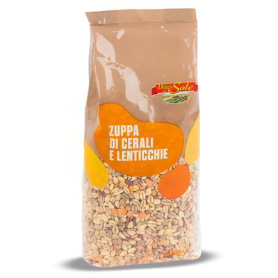 Zuppa di cereali e lenticchie secche