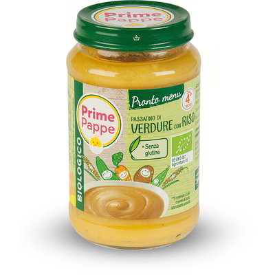 Pronto menu passatino di verdure con riso Bio