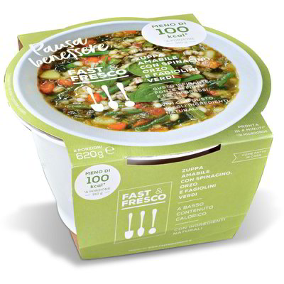 Zuppa amabile con spinacino, orzo e fagiolini verdi