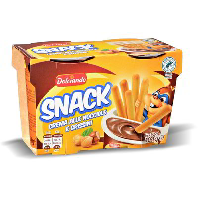 Snack crema alle nocciole e grissini