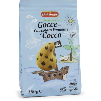 Frollini gocce di cioccolato fondente e cocco