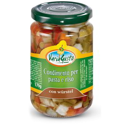 Condimento per pasta e riso con wurstel
