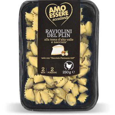 Raviolini del Plin alla toma d'alta valle e nocciole
