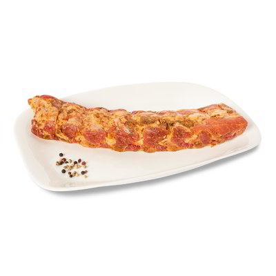 Costine di suino con salsa barbecue, sale e pepe