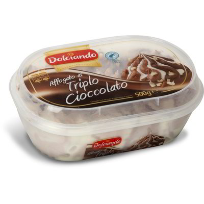 Vaschetta gelato affogato al triplo cioccolato