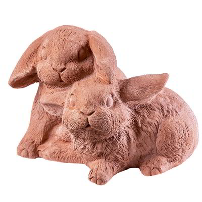 Decorazione in terracotta - conigli innamorati galestro
