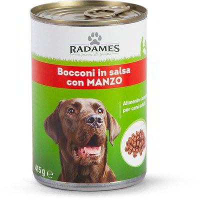 Bocconi in salsa con manzo per cani