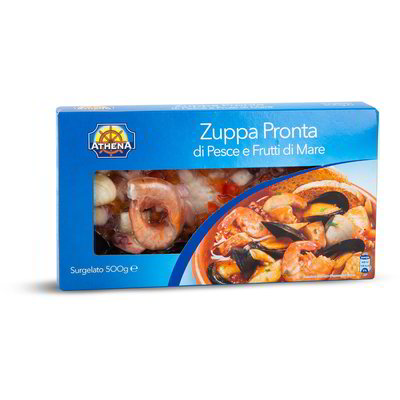 Zuppa pronta di pesce e frutti di mare surgelata