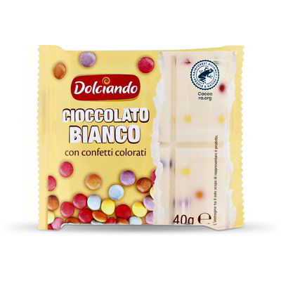 Cioccolato bianco con confetti colorati
