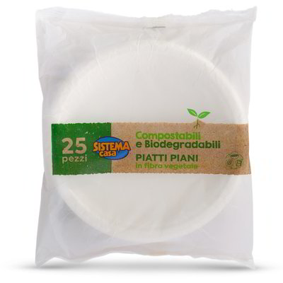 Piatti piani in fibra vegetale 25 pezzi