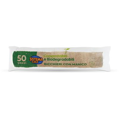 Bicchieri compostabili e biodegradabili con manico 50 pezzi 100cc