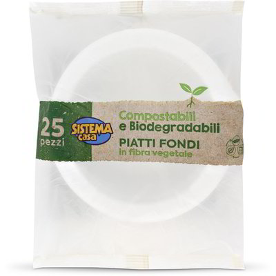 Piatti fondi in fibra vegetale 25 pezzi