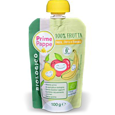 Purea di frutta mela, pera e banana Bio