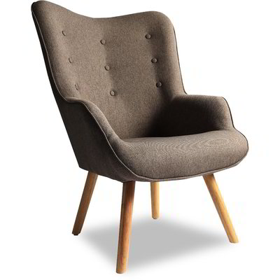 Poltrona con braccioli e gambe in legno