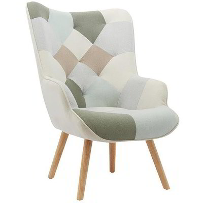 Poltrona effetto patchwork con braccioli beige