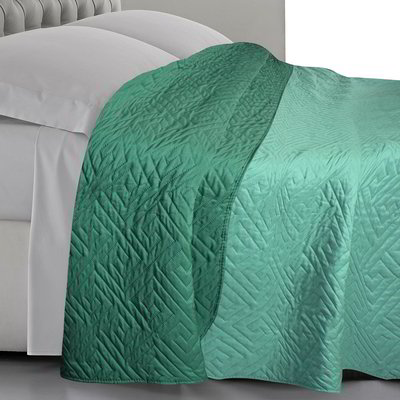 Copriletto matrimoniale bicolore - Verde