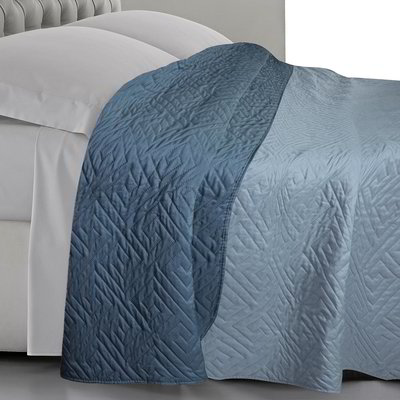 Copriletto matrimoniale bicolore - Blu