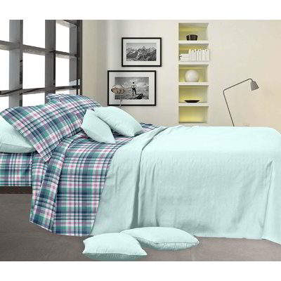 Completo letto matrimoniale in microfibra - Fantasia Quadretti