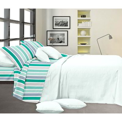 Completo letto matrimoniale in microfibra - Fantasia Righe verdi