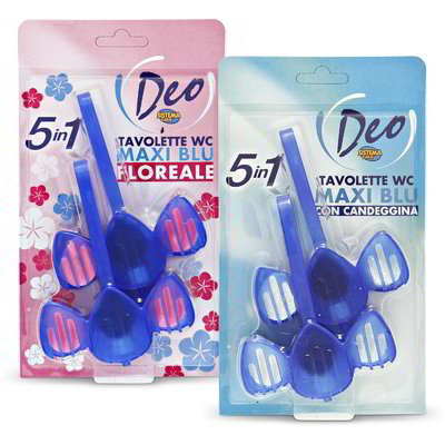 Tavolette WC maxi blu con candeggina / floreale