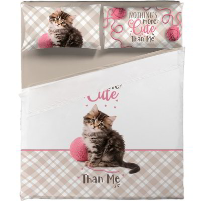 Completo letto matrimoniale con federe double face Gattino