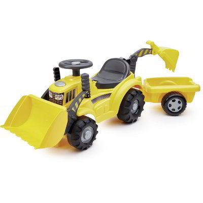 Escavatore con rimorchio giallo