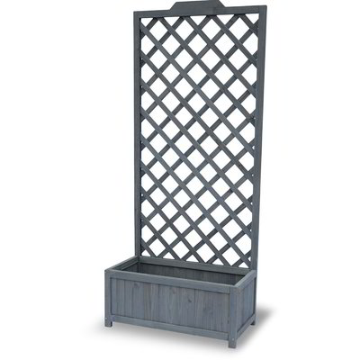 Fioriera in legno con griglia -Grigio