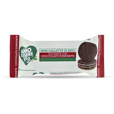 Mini gallette di riso ricoperte con cioccolato fondente
