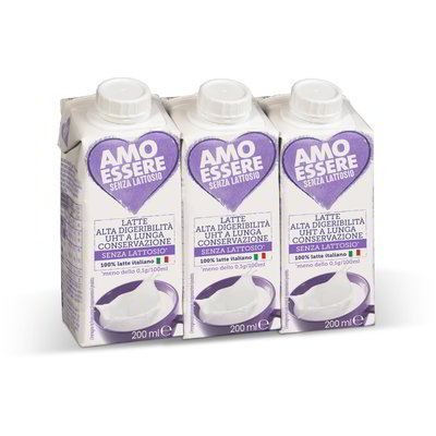 Latte alta digeribilità UHT a lunga conservazione senza lattosio*