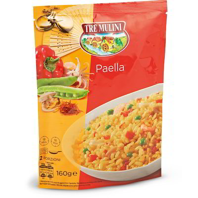 Paella con riso verdure e frutti di mare