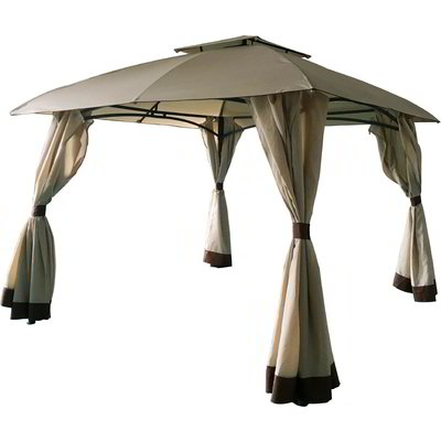 Gazebo quadrato con doppio tetto e tende laterali