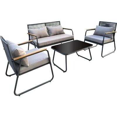 Set in rattan sintetico 2 poltrone 1 divano 1 tavolino