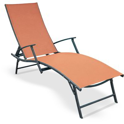 Lettino pieghevole con braccioli - Arancio