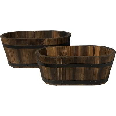 SET 2 PORTAFIORI OVALI LEGNO