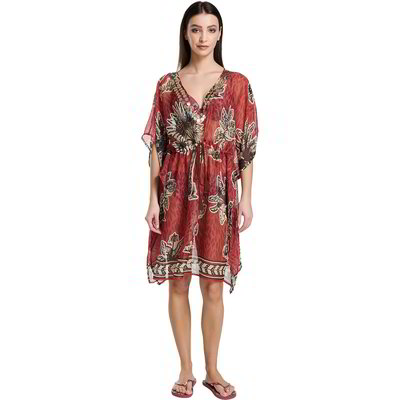 Caftano con fiori - Rosso