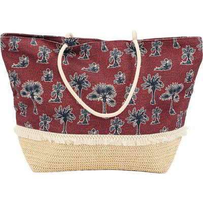 Borsa da mare con fiori - Rosso