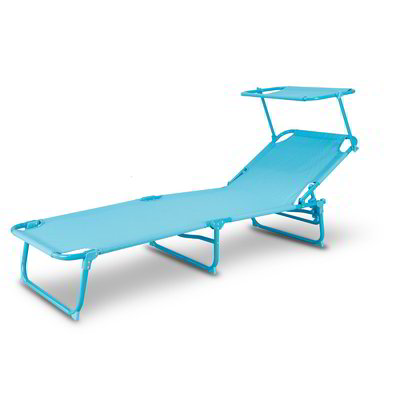 Lettino pieghevole con parasole - Azzurro