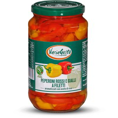 Peperoni rossi e gialli a filetti