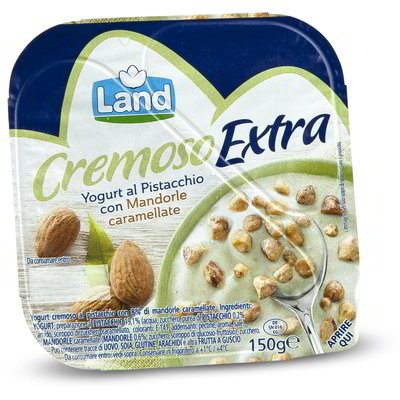 Yogurt al pistacchio con mandorle caramellate