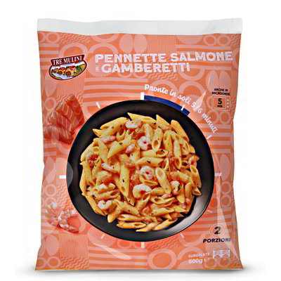 Pennette al salmone e gamberetti surgelate