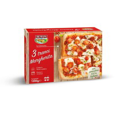 Pizza margherita 3 tranci surgelati